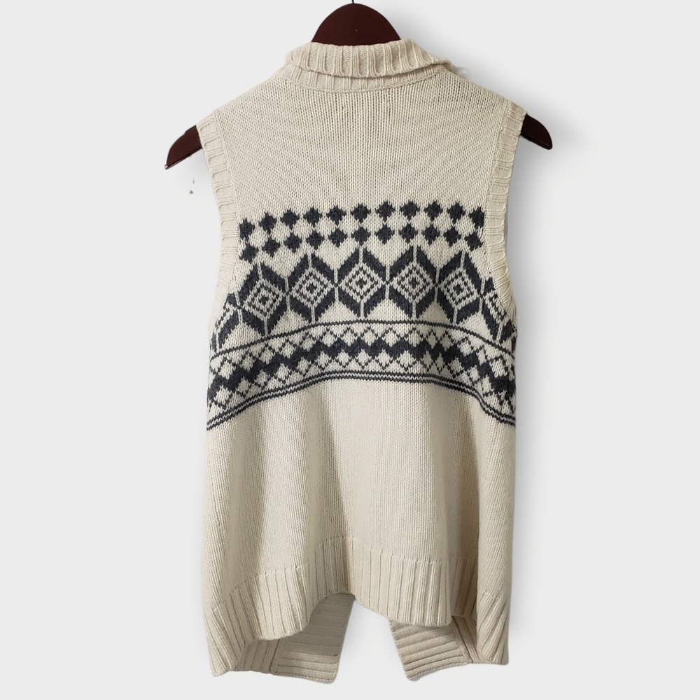 Vtg Banana Republic‎ Womens Fair Isle Wool Angora Sweater Vest Cream Sz M - Picture 4 of 11